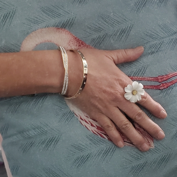 Swarovski Edith Goldtone Twist Rows Pave Hinged Bracelet - Picture 8 of 13